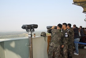 DMZ Soldaten Uitzicht DMZ Soldaten Uitzicht