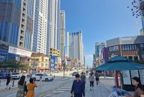 Zuid Korea Busan Naar Het Strand Zuid Korea Busan Naar Het Strand